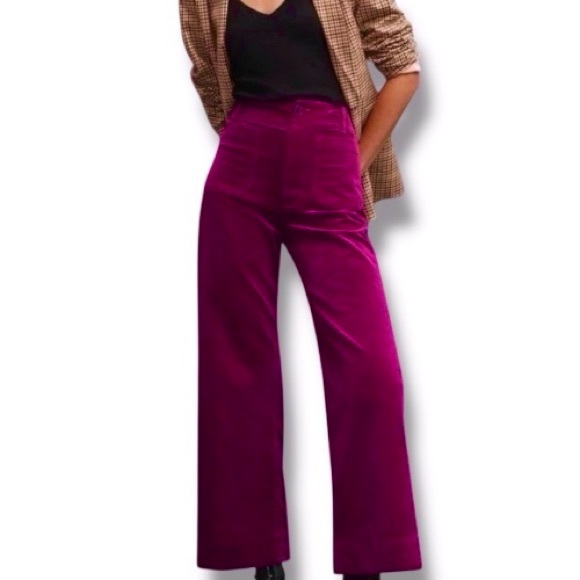 Anthropologie Pants - Anthropologie Maeve The Colette Wide-Leg Corduroy Crop Pants Size 26 Violet
